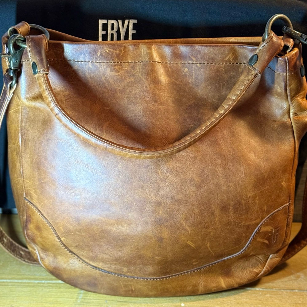 Frye Melissa Leather Hobo in Cognac